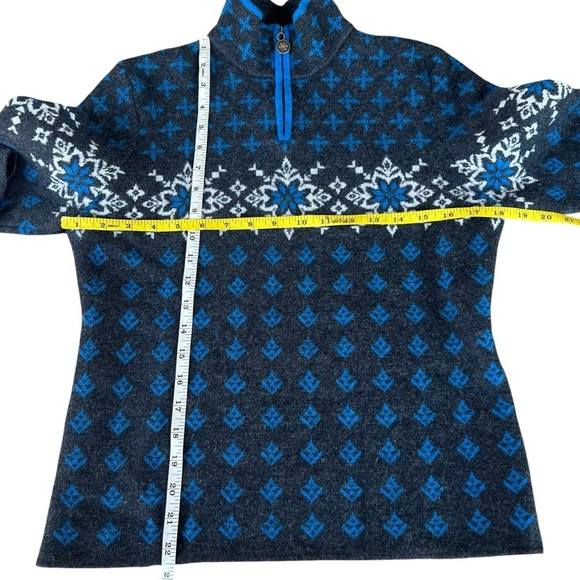 Neve Designs Snowflake Fair Isle Nordic 1/4 Zip Knit Wool Ski Sweater Large GUC - Picture 13 of 16